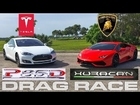 Lamborghini Huracan in duel cu Tesla Model S